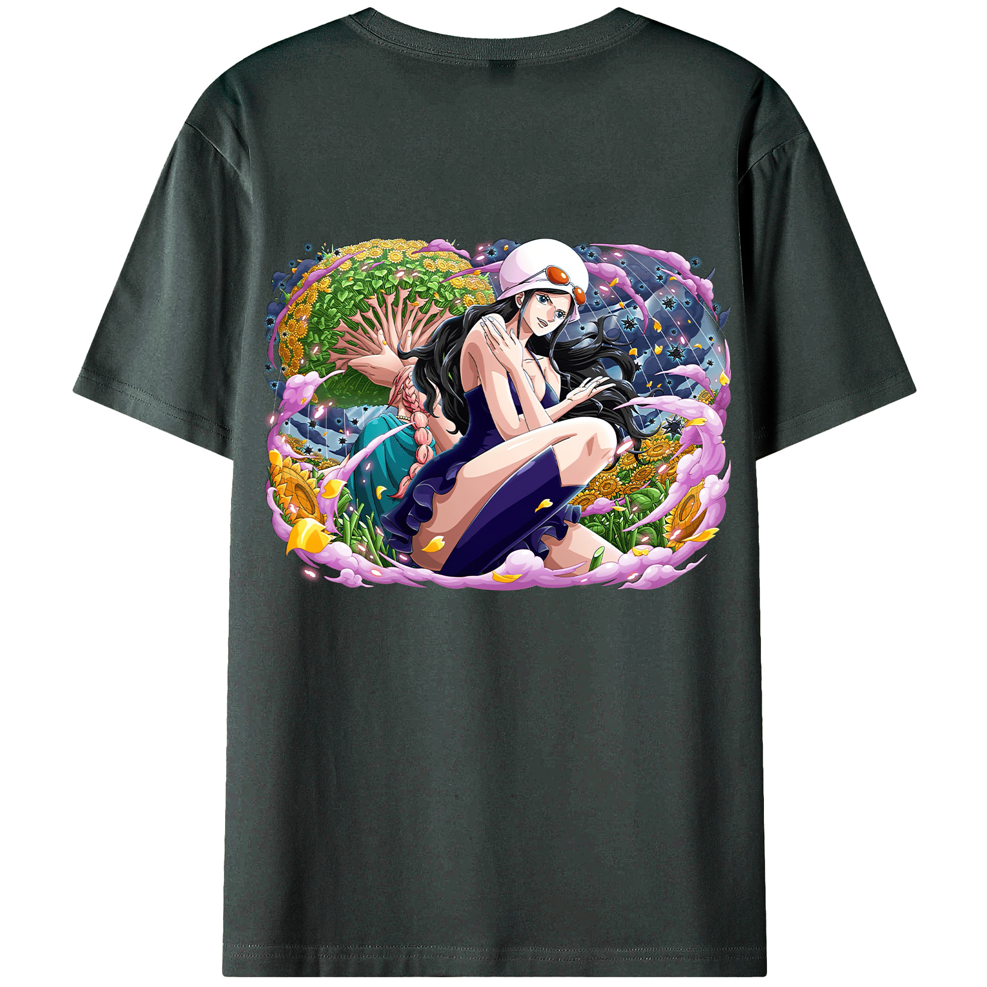 ワンピース ニコ・ロビン ONE PIECE Nico Robin 綿100％ メンズ半袖Tシャツ（バックプリント） 通気性